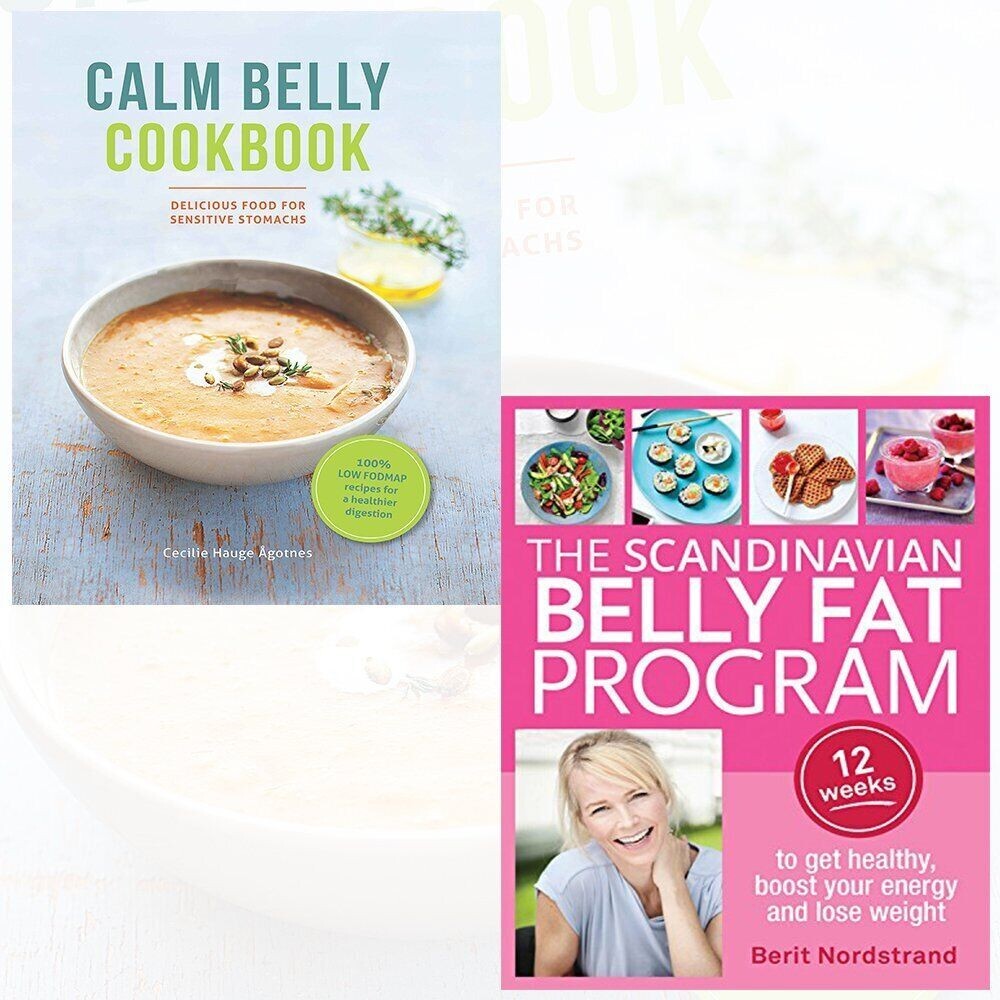 calm belly cookbook, scandinavian belly fat program 2 Books Collection Set