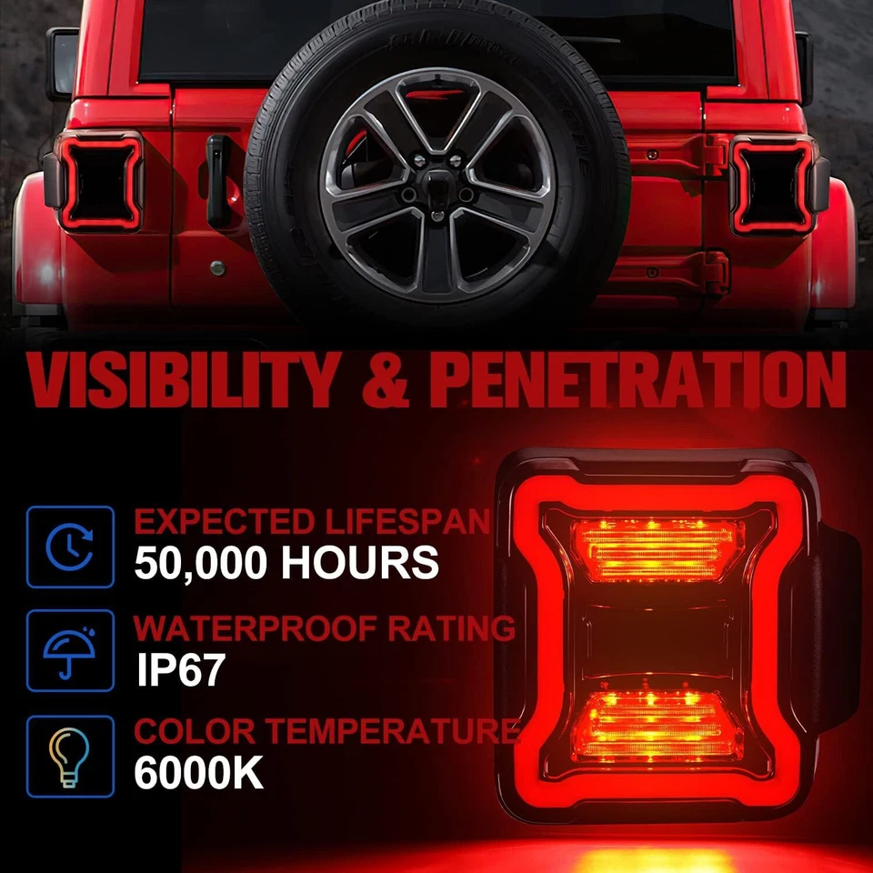 Luces traseras LED ahumadas con intermitente de funcionamiento para Jeep 2018-2024 Wrangler JL JLU Foto 2 de 4