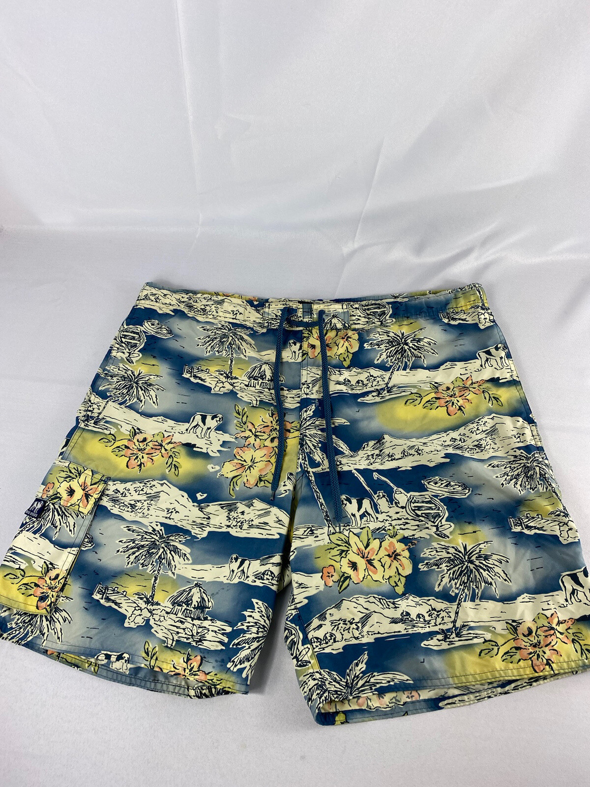 Big Dog Large Men's Vintage Swim Trunks Shorts Blue F… Gem