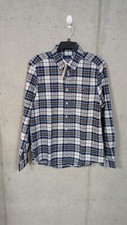 Simply Southern Mens Plaid Oxford Shirt Button Down Size S Blue Turtle Logo