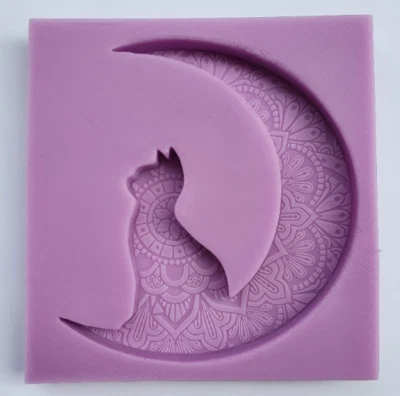 Grande Mandala Gato Luna Silicona Molde Para Resina, Arcilla, Toppers Tartas & Y - Imagen 1 de 3