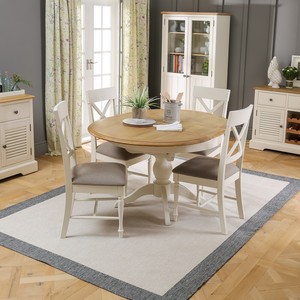 Chatsworth Cream Painted Round Extending Dining Table 4 Chair