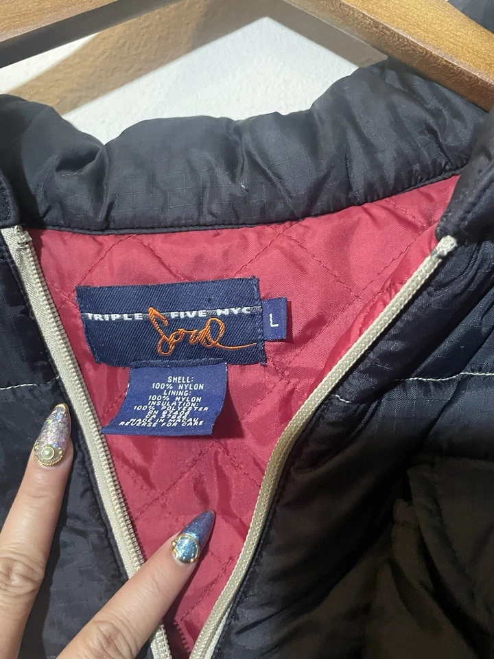 Chaleco de Colección Triple Five Soul Para Hombres L Negro Rojo Táctico Rave Patinador Abrigo Abombado Y2K Foto 4 de 4