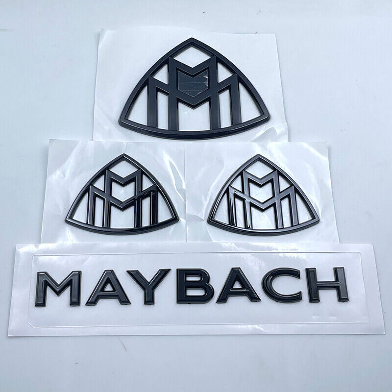 4pcs for Maybach Fender Side Rear Trunk Emblems Badge Black For Mercedes S Class