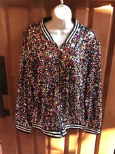 Shein Multi Color Lined Women's Sparkle Bomber Jacket Sz 2x, New