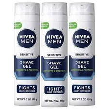 3-Pack NIVEA MEN Sensitive Shave Gel with Vitamin E, Soothing Chamomile 7 Oz