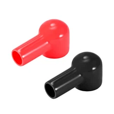 Battery Terminal Insulating Rubber Protector Covers 25mmx14mm Red Black 1 Pair