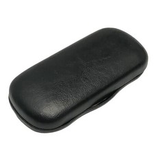 Large Hard Sided Clam Shell Eyeglass Case Black PU Leather Fabric Lined