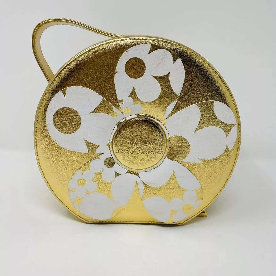 Marc Jacobs Daisy Gold White Cosmetic Makeup Case Bag Zipper