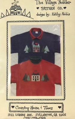 Quilt Pattern Sweatshirt Country House & Trees Village Peddler by Kathy Nobis