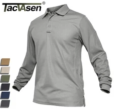 Tacvasen Men's Long Sleeve Polo Shirts Golf Sport Quick Dry Hiking Team Work Tee