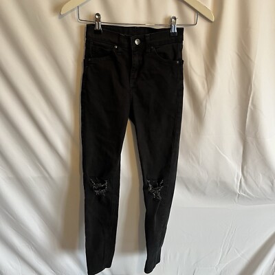 Topshop Moto Women’s Black Ripped Skinny Jeans W25 L32” UK