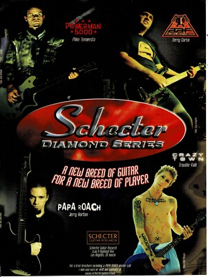 Schecter Guitar Research - POWERMAN 5000 / PAPA ROACH / AAF - 2001 Print Ad