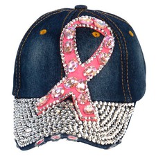 Top Headwear Breast Cancer Awareness Pink Ribbon Studded Baseball Cap - Dark