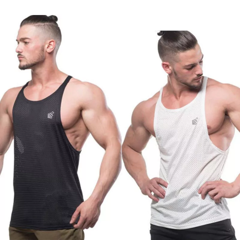 Men Asian Size Bodybuilding Muscle Breathable Training Stringer Tank Top Vests