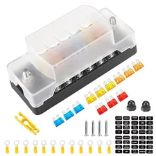 6 Way Fuse Block with Negative Bus Blade Fuse Holder for Automotive Car Truck RV