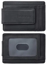 Slim Minimalist Wallet for Men with Magnetic Money Clip Leather Wallet