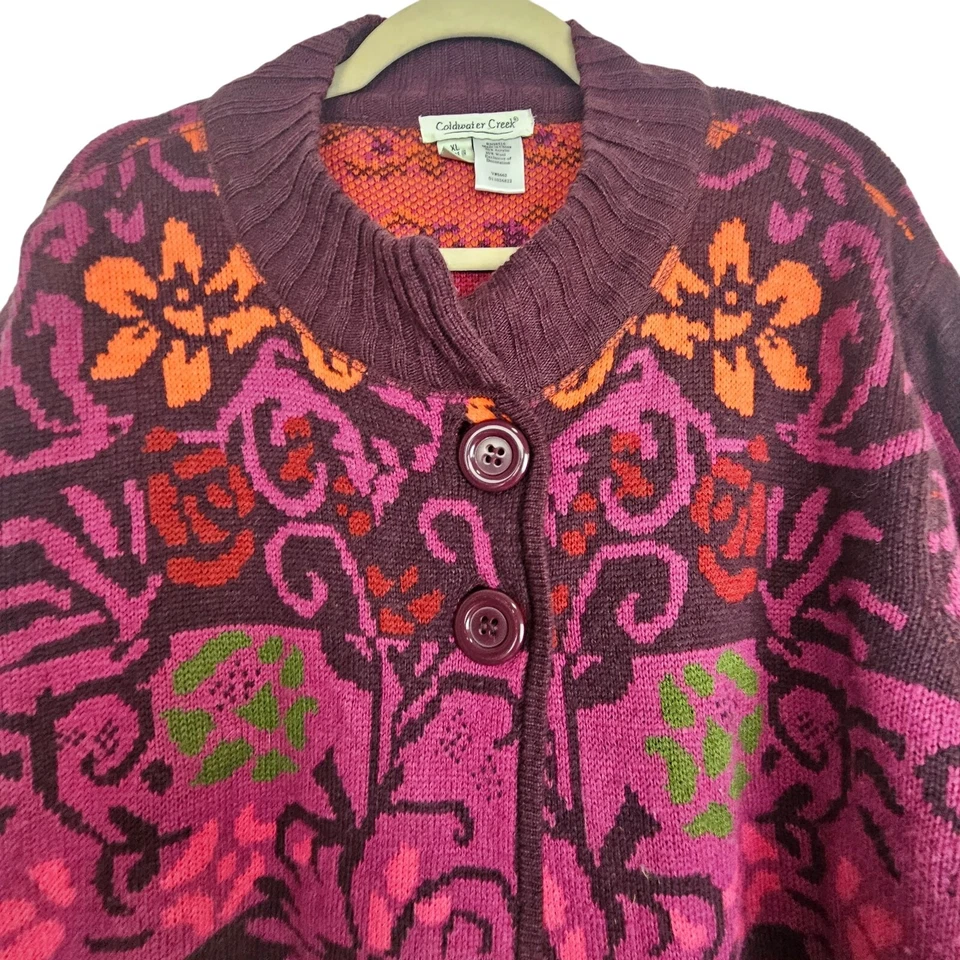 Cárdigan Suéter Coldwater Creek Mujer Lana Floral Talla XL Boho Cottage Hygge Foto 2 de 4