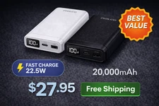 Power Bank 10000mAh / 20000mAh PD 20W USB-C Fast Charge 22.5W LED Philco