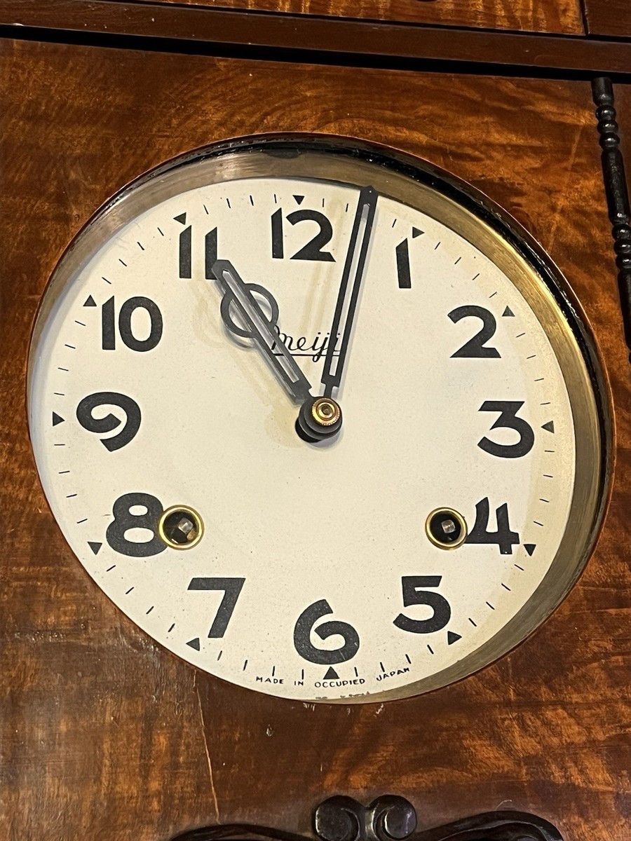Vintage 1940s Meiji Clock Co US Occupation Japanese Box Wall Clock