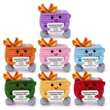 7 PCS Emotional Dumpster Fire Crochet with Positive Card, Cute Handmade Desk ...