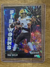 2025 Panini Prizm Black - Fireworks Trae Taylor #6 Blue Ice Prizm /125 (RC)