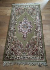 Vintage Olive Green Persian Style Rug (approx 6 x 3 Ft)