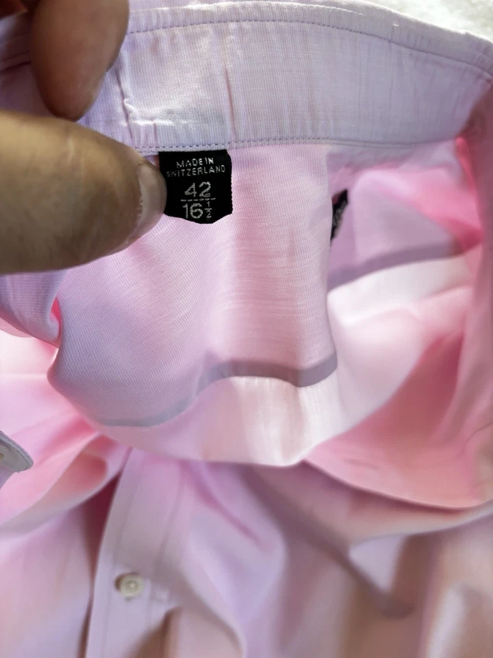 Camisa de vestir para hombre Tom Ford 16,5/42 rosa claro 100 % algodón diseñador de lujo Foto 4 de 4