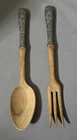 Vtg. Kirk & Son Sterling Silver Handle Salad Servers Utensil Set Spoon & Fork