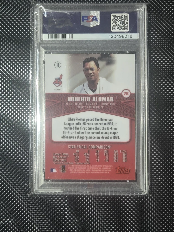 🔥 POP 1 0 HIGHER ROBERTO ALOMAR PSA 8 CLASS 3! 2000 Topps Gold Label #13  - Image 2 of 3