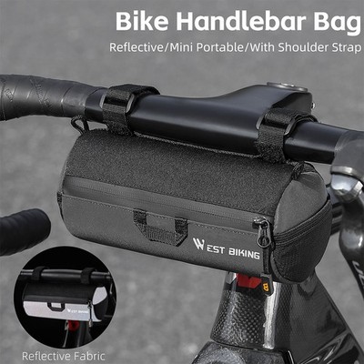 1L Bike Handlebar Bag Bicycle Storage Pouch Reflective Black Cycling Accessories