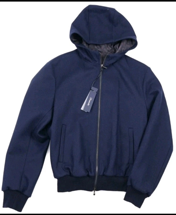 Drumohr Navy Blue Soft Brushed Wool-Cashmere Hooded Jacket S (Eu 48) NWT image 1