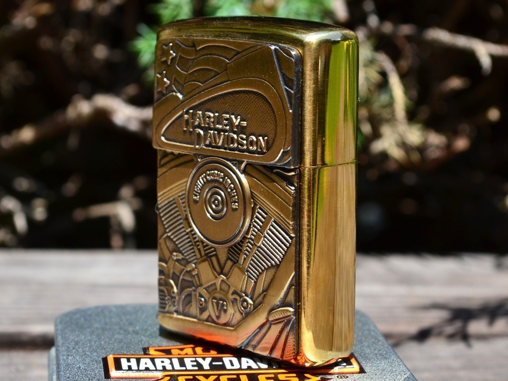 Harley Davidson Zippo Lighter - Motor Flag Surprise - Eighty Cubic