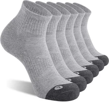 FITRELL 6 Pack Men's Athletic Ankle Socks Cushioned Sports 12-15, Grey