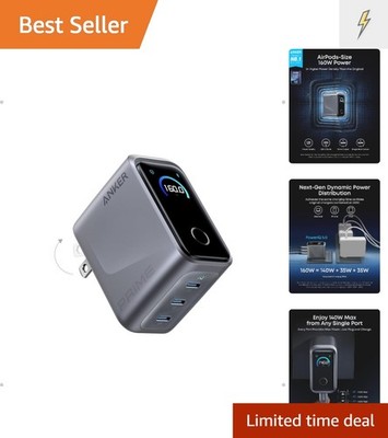 Portable 160W Charger Block with Touch Display - Ideal for On-the-Go Charging