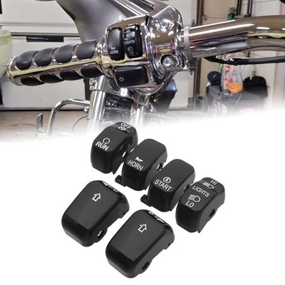 6pcs schwarze Hand Control Schalter Gehäuse Tasten Abdeckung Kappen für Harley