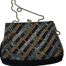 Vintage La Regale Evening Bag Cobalt Blue Gold Silver Formal Purse Kiss Lock