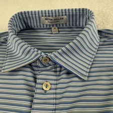 Peter Millar Summer Comfort Golf Polo Shirt Medium White Blue Stripe Performance