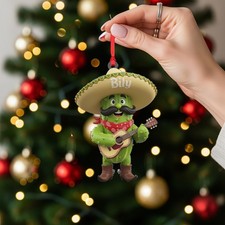 Personalized Mariachi Pickle Ornament Custom Name Sombrero Guitar Acrylic Gift