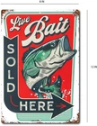 Live Bait Sold Here Vintage Rustic Looking fishing Camping Country Tin Sign