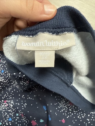 Woman Within Navy with Hearts Plus Crewneck Top Sweatshirt Size 3X - Picture 5 of 6