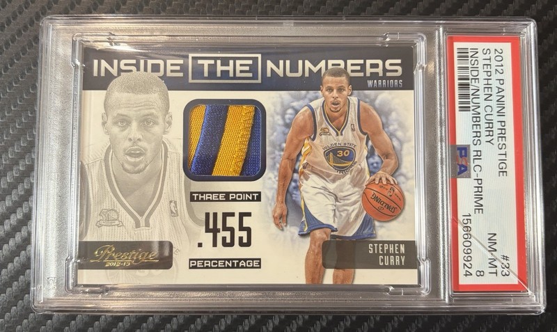 2012 Prestige Inside the Numbers Prime Patch /25 Stephen Curry #33 PSA 8 Read!
