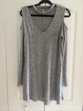 Poof Grey Keyhole Long Sleeve Midi Sweater Dress Women’s M