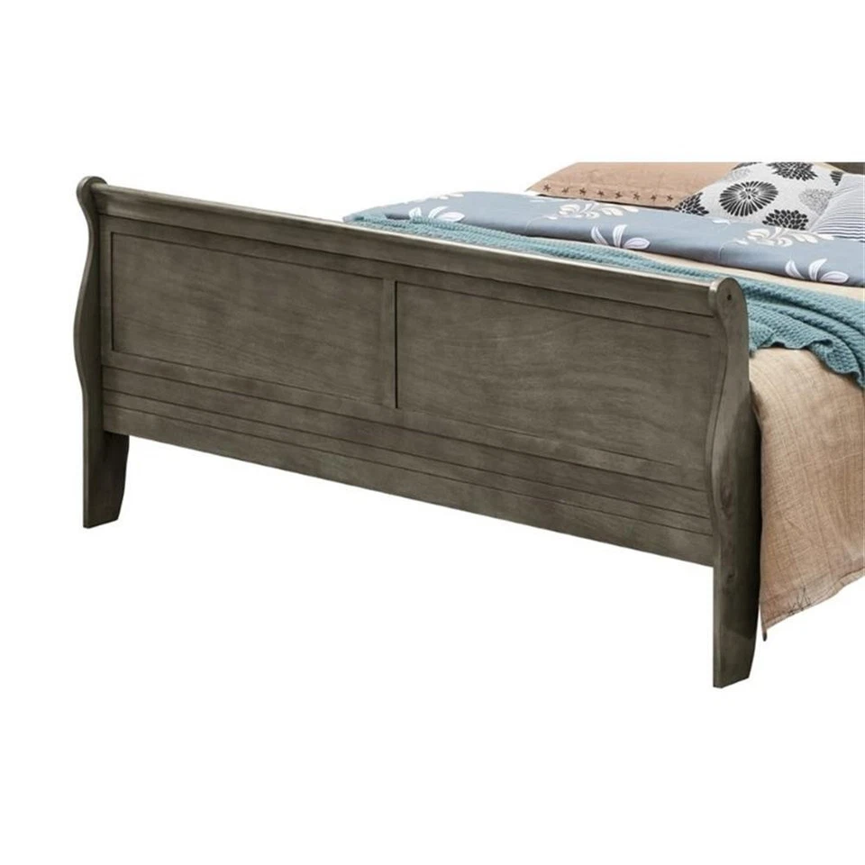 Cama trineo Glory Furniture Louis Phillipe King en gris Foto 2 de 4