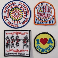 LOT OF 4 CIRCUS PATCHES - Sew On Albany NY - 1984 Des Moines Iowa  I A Circus+
