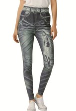 Women's Jean-Like Stretch Leggings Jeggings Soft Lightweight One Size XS-L Black