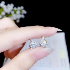 2Ct Round Lab Created Diamond Tiny Huggie Hoop Earrings 14k White Gold Plated