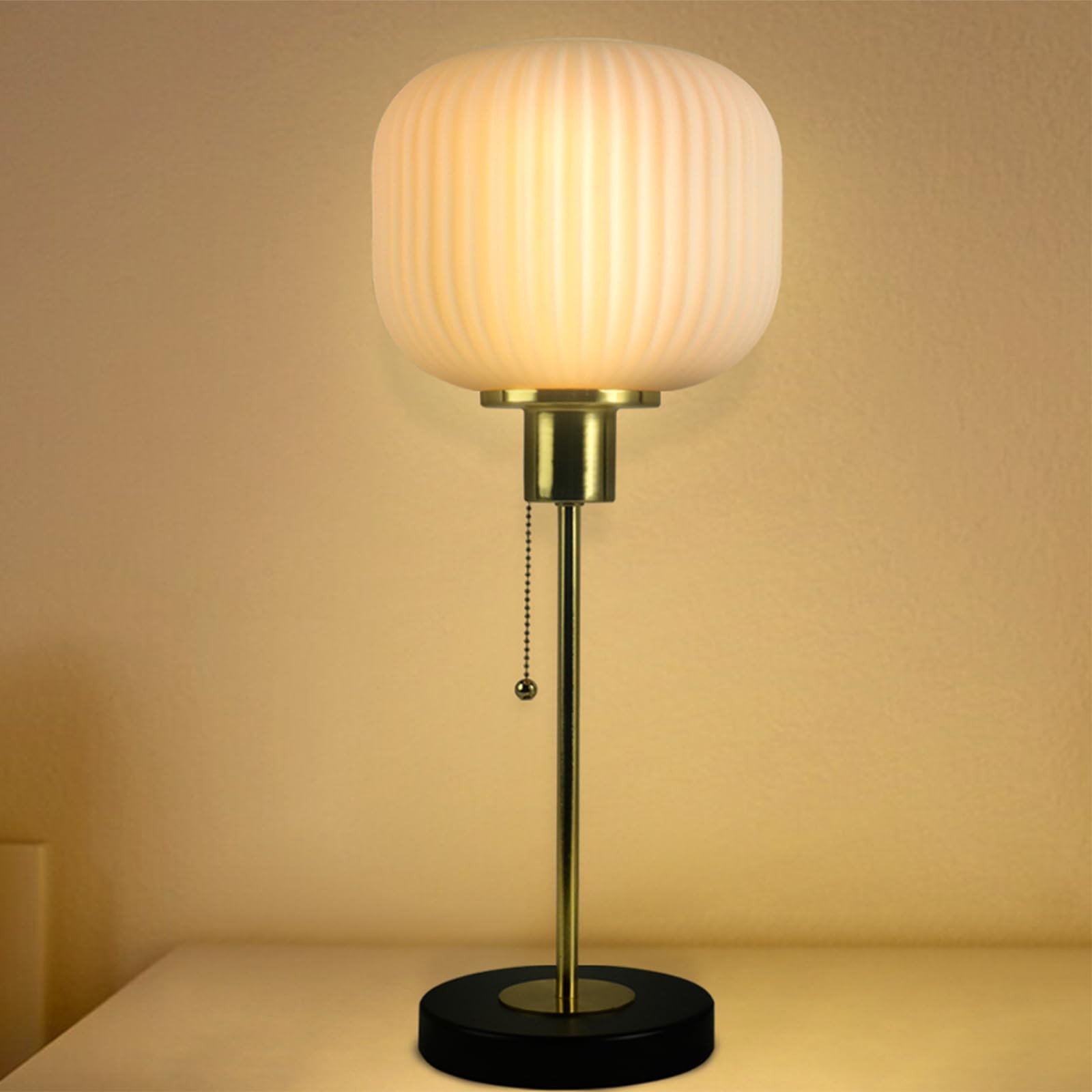 Lampe lanterne 52cm en laiton antique 60W pour table de chevet