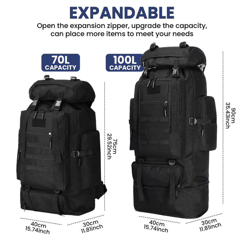 70L100L Army Rucksack Molle Groß Armee Wandern Trekking Bundeswehr Kampfrucksack - Bild 2 von 4