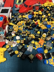 Huge Lego Minifigure City Fire Lot: 7206 Helicopter Boat Truck House 7207  60107